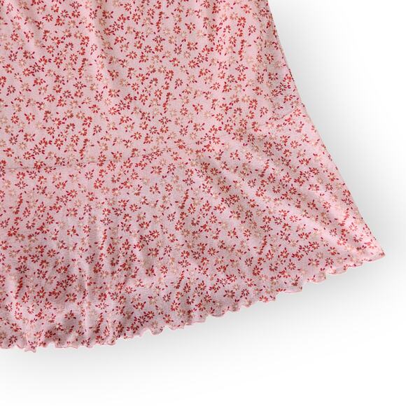 Vintage Y2K No Boundaries Pink Floral Elastic Waist Fairy Ruffle Hem Skirt M - Picture 7 of 8